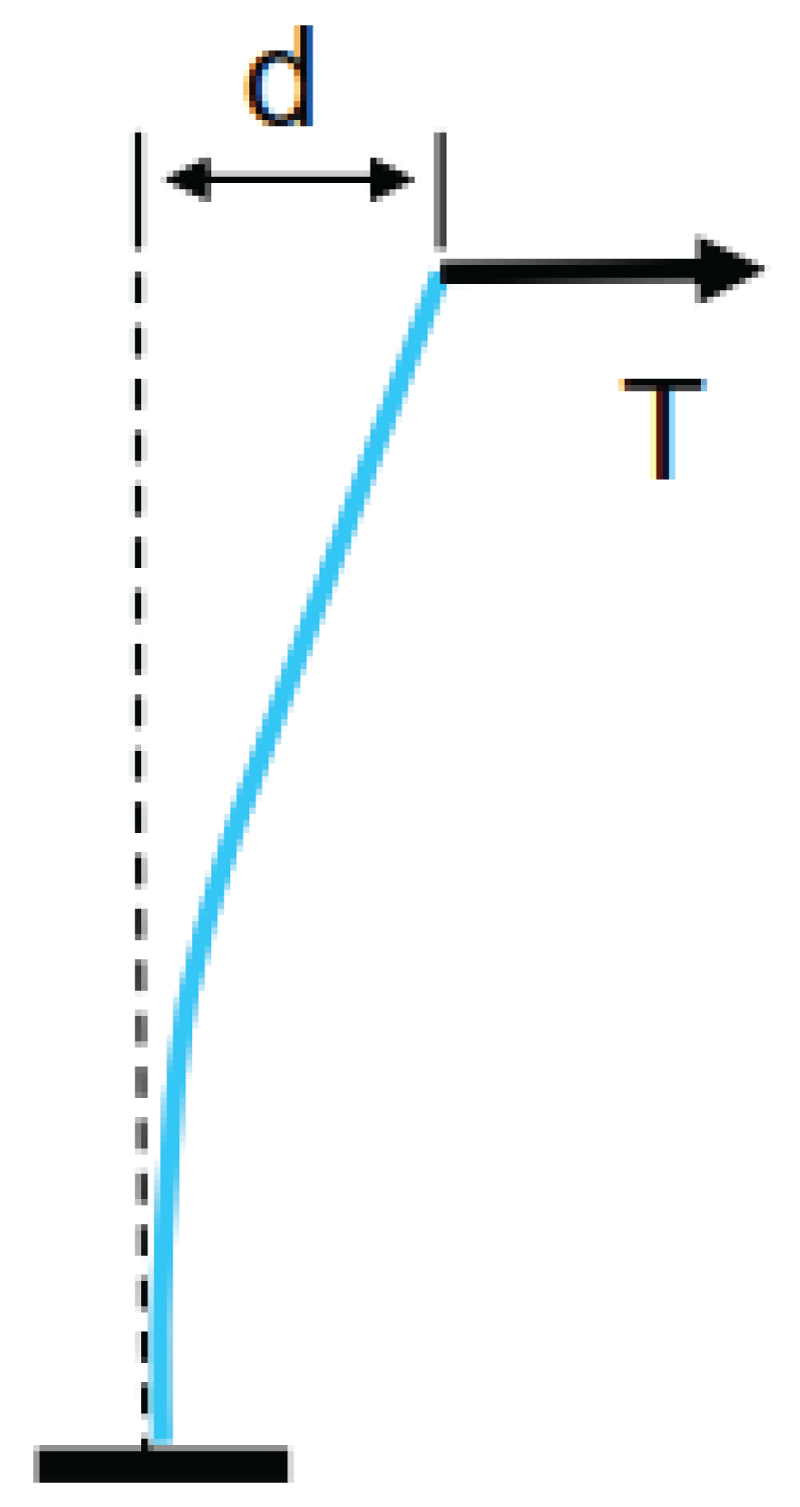 Diagram of the arrow of a pylon under tension [1,9,12,13].